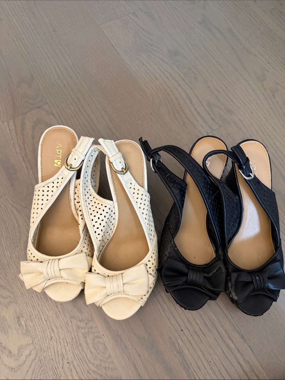 Apt. 9 Perforated Bow Slingback Peep-Toe Sandals in White and Black